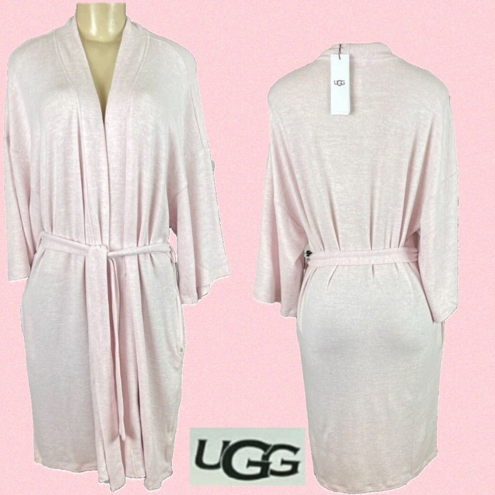 UGG Monrose Women's Robe Kimono Cardigan Pink Heather Lounge Wear Size L NWT
